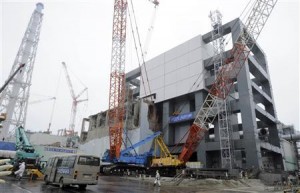 File photo of a general view of the cover installation for the spent fuel removed from the cooling pool at the No.4 reactor building TEPCO tsunami-crippled Fukushima Daiichi nuclear power plant in Fukushima prefecture